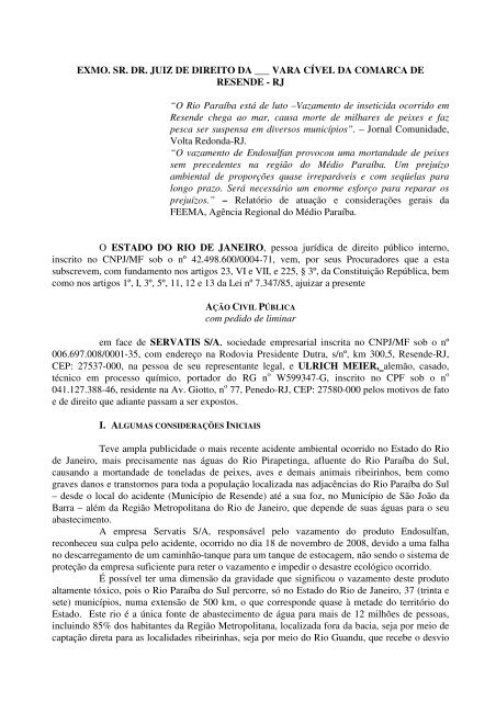 EXMO. SR. DR. JUIZ DE DIREITO DA - Governo do Estado do Rio ...