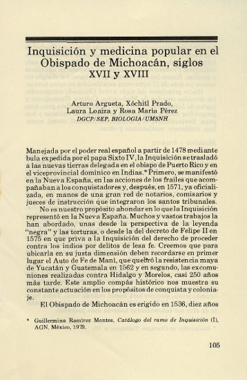 Inquisición y medicina popular en el Obispado de Michoacán, siglos