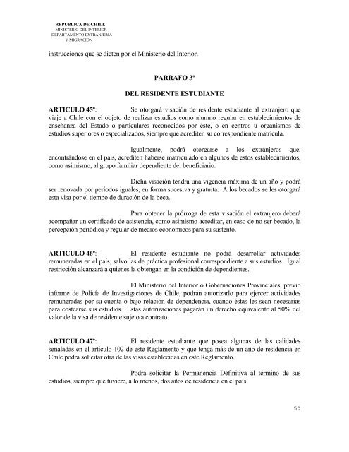 DECRETO LEY Nº 1 - Departamento de Extranjería y Migración