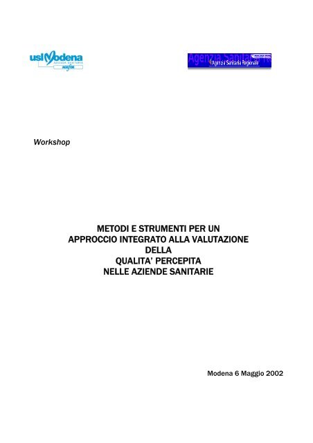 Metodi e strumenti dell'approccio qualitativo alla valutazione della ...