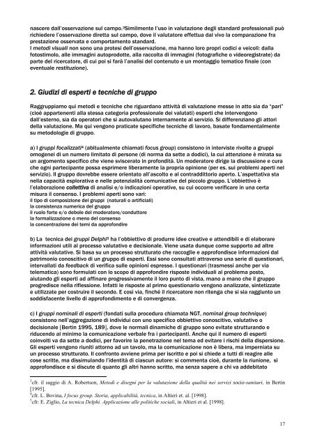 Metodi e strumenti dell'approccio qualitativo alla valutazione della ...