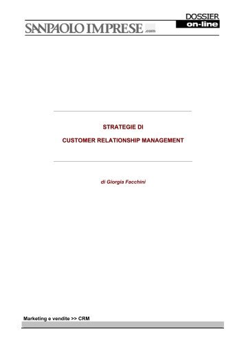 strategie di customer relationship management - Intesa Sanpaolo.
