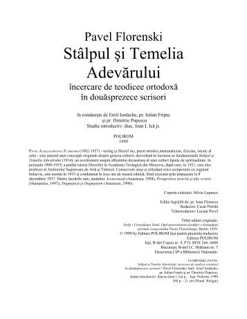 Pavel Florenski – Stâlpul şi Temelia Adevărului ... - Tineretul Ortodox