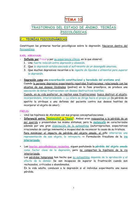 Capítulo 10. Trastornos del ánimo. Teorías - Psicocode