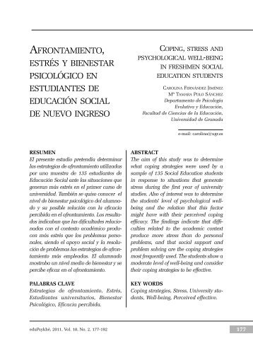 Afrontamiento, estrés y bienestar psicológico en estudiantes de ...
