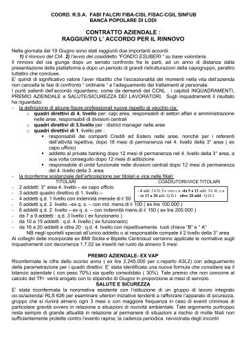Contratto Integrativo Aziendale - Fisacmessina.it