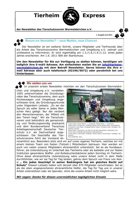 Newsletter Juni 2011 06.pdf - Tierheim Wermelskirchen