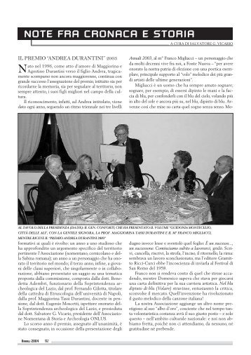 2004 annali n° 5 - Associazione Nomentana di Storia e Archeologia ...