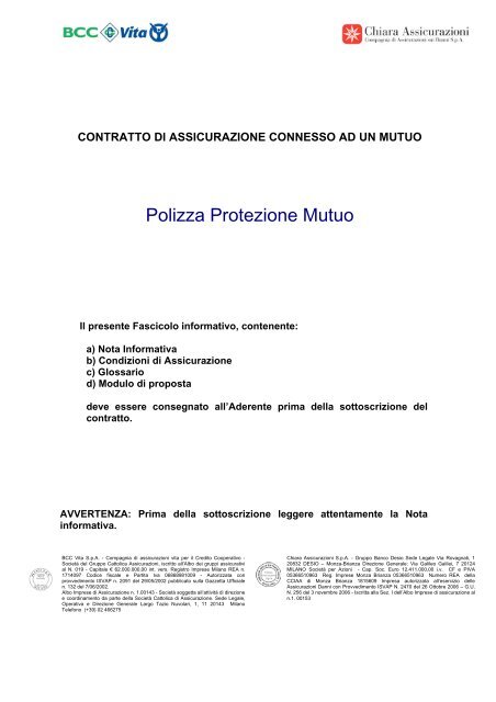 contratto di assicurazione connesso ad un mutuo - Chiara ...