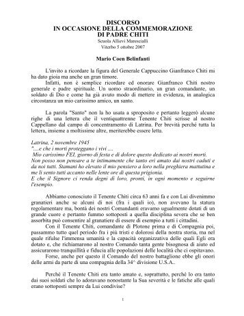 Discorso di Mario Coen Belinfanti - Associazione Nazionale ...