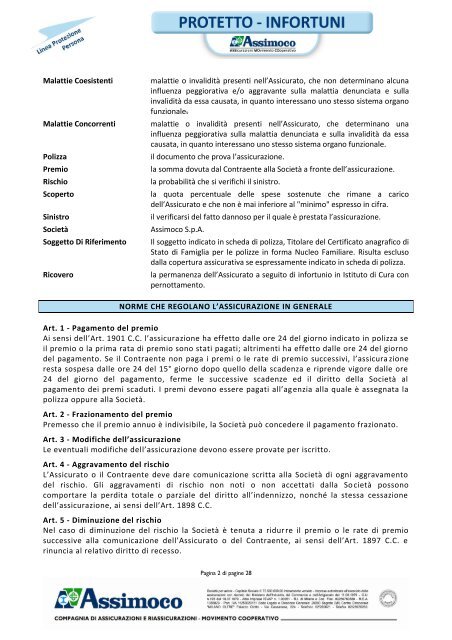 contratto di assicurazione malattia e infortuni - Assimoco