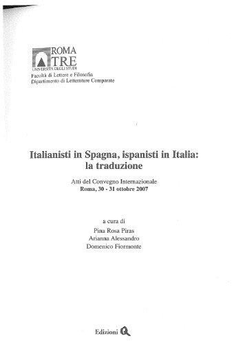 Italianisti in Spagna, ispanisti in Italia: la traduzione - Contrastiva