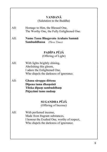 Daily Pūjā (pdf) - Ti-Sarana Buddhist Association