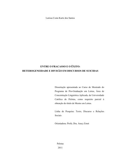 Heterogeneidade e Divisao em Discursos de Suicidas