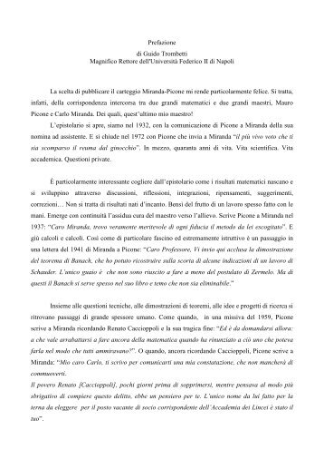 Prefazione di Guido Trombetti Magnifico Rettore dell ... - Matematica