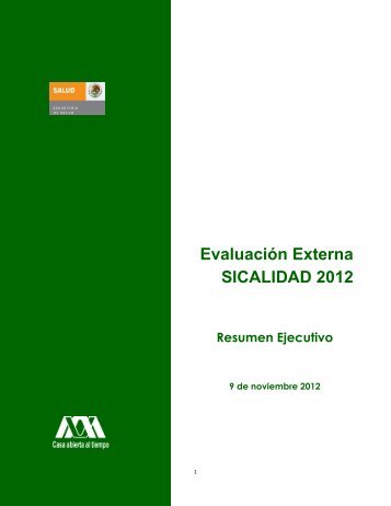 Evaluación Externa SICALIDAD 2012