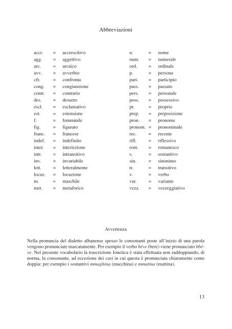 Vocabolario del dialetto albanense - ISSiRFA - Cnr