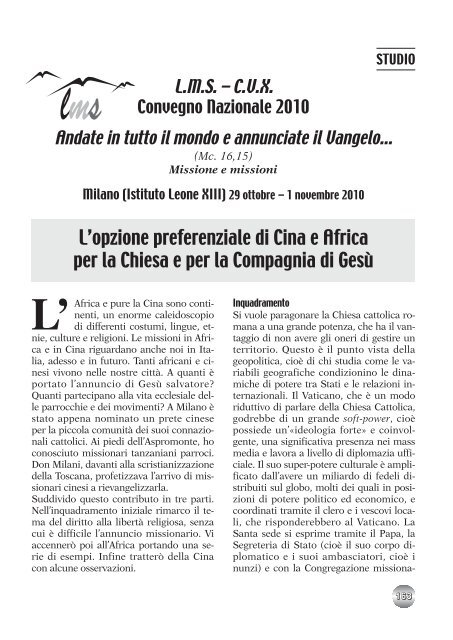 Andate in tutto il mondo e annunciate il Vangelo - Lega Missionaria ...