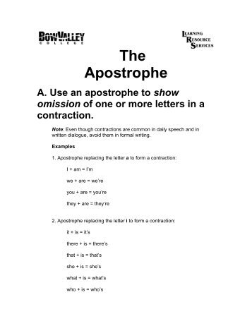 The Apostrophe - Bow Valley College
