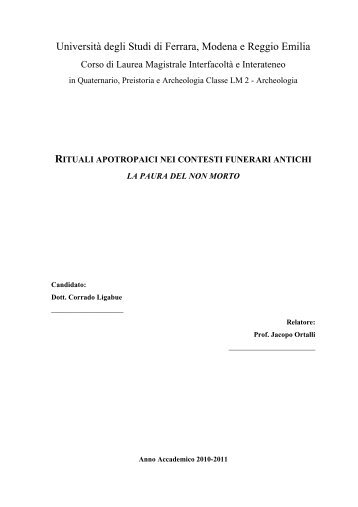 Rituali apotropaici nei contesti funerari antichi. La paura