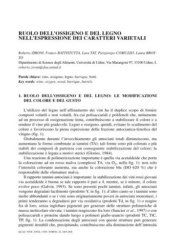 ruolo dell'ossigeno e del legno nell'espressione dei caratteri varietali