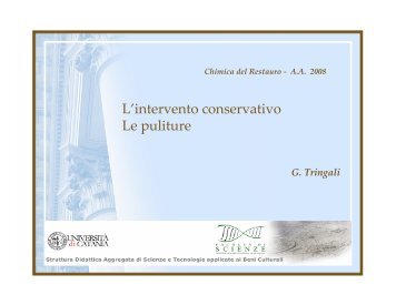 L'intervento conservativo Le puliture - Sdasr.unict.it