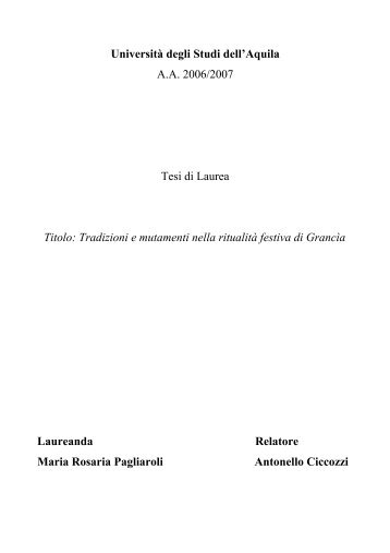 tesi di M.Rosaria Pagliaroli - Riserva Naturale Zompo Lo Schioppo