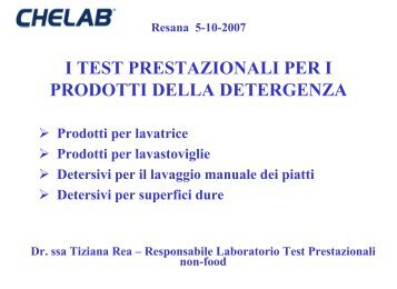 i test prestazionali per i prodotti della detergenza - CheLab