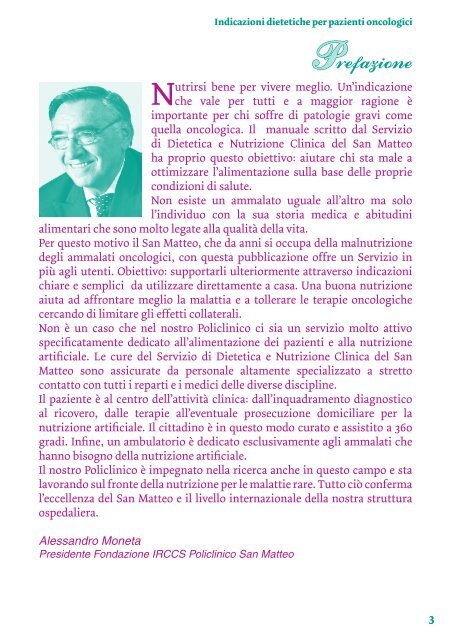 Indicazioni dietetiche per pazienti oncologici - Associazione Verba