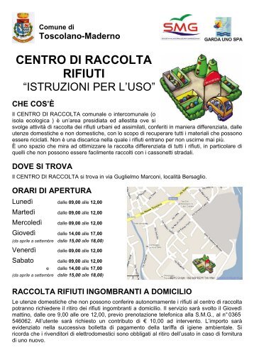 Come accedere all'isola ecologica - Comune di Toscolano Maderno