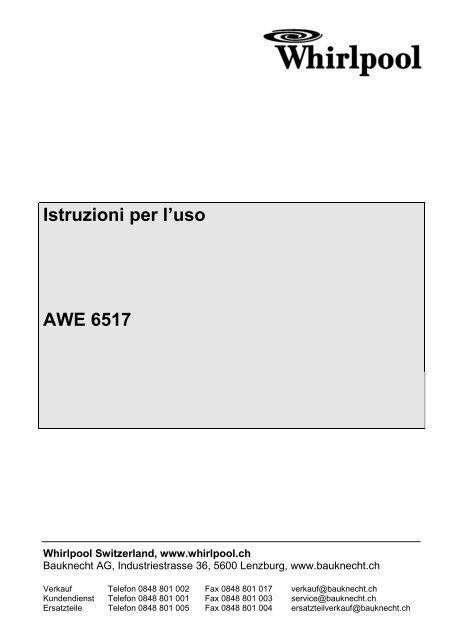 Istruzioni per l'uso AWE 6517 - Bauknecht-mam.ch