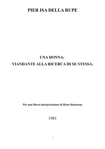 una donna pdf - Pier Isa Della Rupe Racconti e poesia