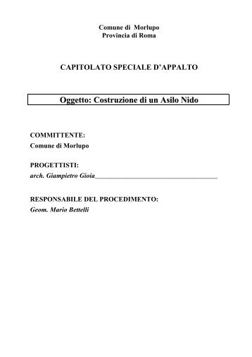 Capitolato speciale di appalto - Comune di Morlupo