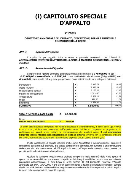 (i) CAPITOLATO SPECIALE D'APPALTO - Sportello Unico Telematico