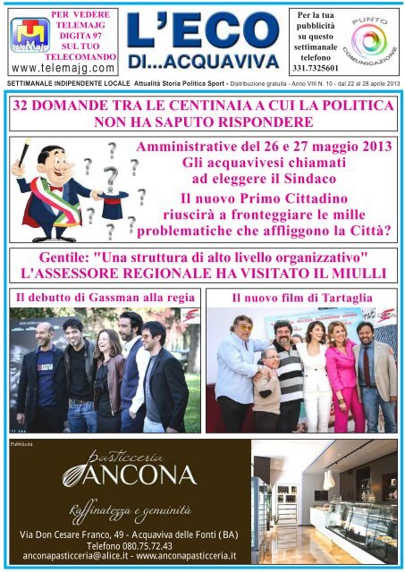 Da L'Eco di Acquaviva n. 10/2013 - telemajg