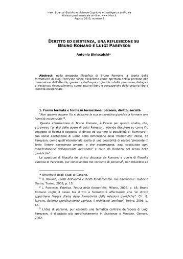 diritto ed esistenza, una riflessione su bruno romano e luigi ... - I-LEX