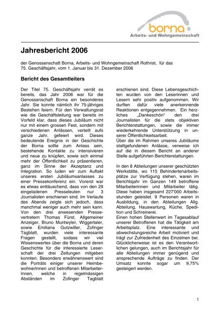 Jahresbericht 2006 - Borna