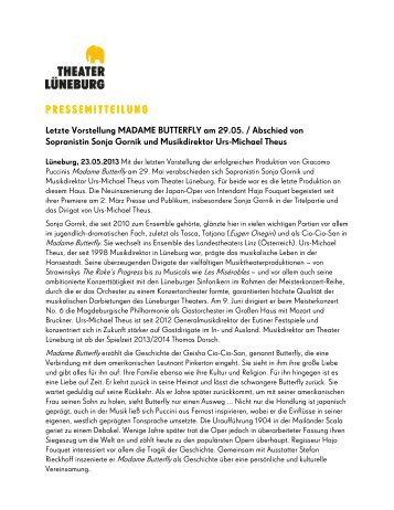Abschied von Sonja Gornik und Urs-Michael ... - Theater Lüneburg
