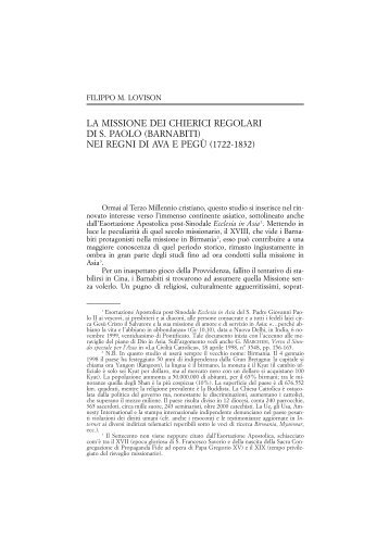 Lovison - Centro Studi Storici dei PP. Barnabiti - Index