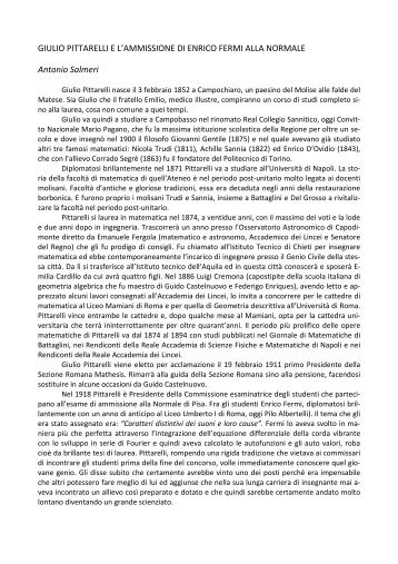 Giulio Pittarelli e l'ammissione di Enrico Fermi alla Norm– - Edizione ...