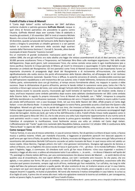 Fratelli d'Italia o Inno di Mameli Come nacque l'inno - Fondazione ...