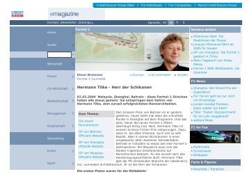 Hermann Tilke - Herr der Schikanen - Credit Suisse emagazine