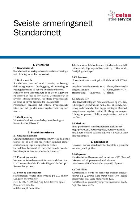 Sveiste armeringsnett Standardnett - Celsa Steel Service