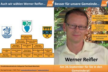 Auch wir wählen Werner Reifler… - CVP, Thal Staad Altenrhein