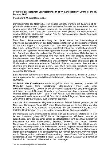 Protokoll der 4. Netzwerktagung (10.02.2007 ... - Amerikanetz