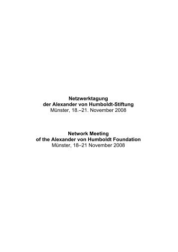 Netzwerktagung der Alexander von Humboldt-Stiftung Münster, 18 ...