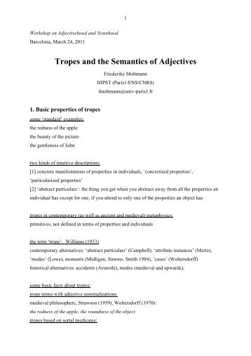 Tropes and the Semantics of Adjectives