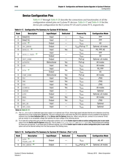 Configuration and Remote System Upgrades in Cyclone IV ... - Altera