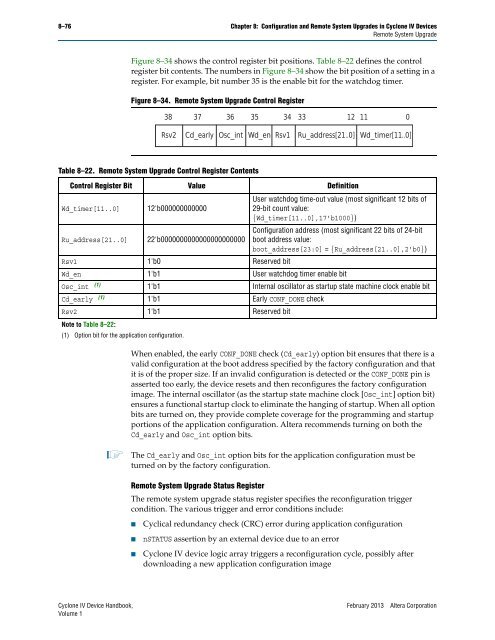 Configuration and Remote System Upgrades in Cyclone IV ... - Altera