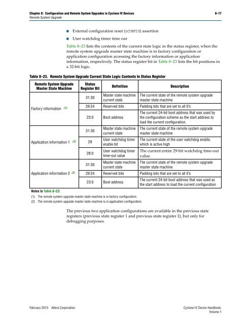 Configuration and Remote System Upgrades in Cyclone IV ... - Altera